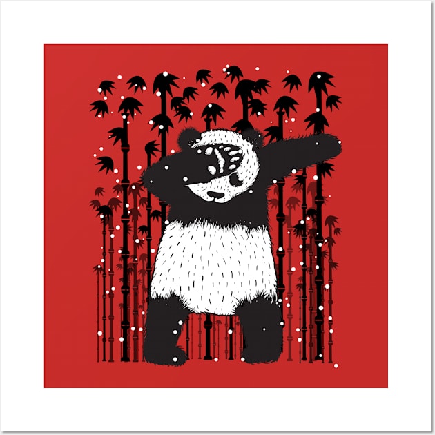 Panda Dabbing Through The Snow Funny Xmas Tshirt Wall Art by salemstore